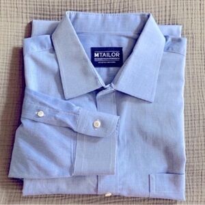 MTailor Classic Blue Button Down Long Sleeve Dress Shirt
